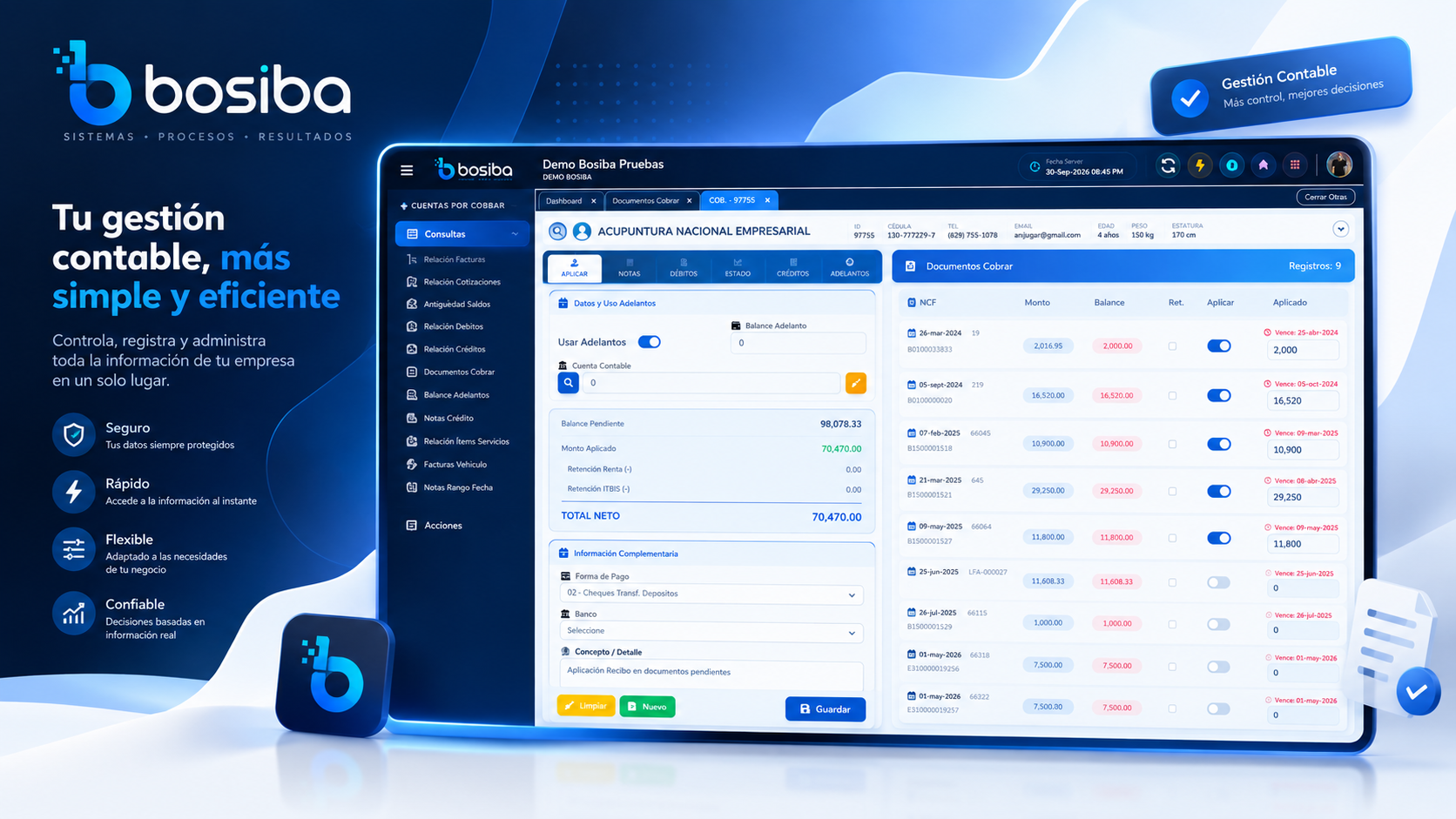 Sistema Bosiba para la gestión contable y comercial